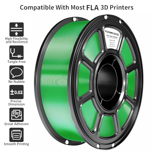 Silk PLA Filament 1.75mm,3D Printer Filament with a Metallic Glossy Finish, Dimensional Accuracy +/- 0.02 mm, 1kg Spool(2.2lbs) Fits for Most FDM 3D (A-Silk Green Pla) - color: A-silk Green Pla