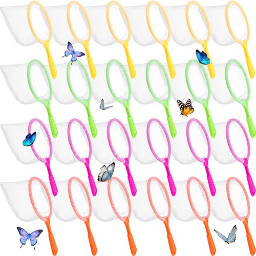 Sliner 50 Pcs Butterfly Fishing Nets Outdoor Tools for Insect Collecting Nature Exploration Observation Outing Specimen Supplies with Anti Slip Grip(Colorful)
