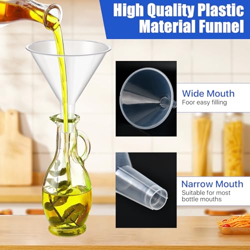 20PCS Plastic Funnels, 4.7'' Clear Plastic Funnels, Wide Mouth Funnel for Filling Bottles, Large Funnel with Long Reaching Spout for Liquid Spices Powder Lotion Perfume Automotive Use