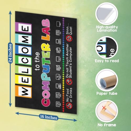Welcome to the Computer Lab Poster, 16"x24", Classroom Decor - color: PC1