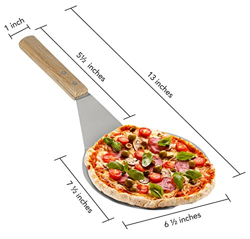 Extra-Large Stainless Steel Wide Spatula Turner Strong Wooden Handle - Dishwasher Safe Kitchen Utensil - Heavy Duty Oversized Metal Lifter Grilling, Cooking, Baking Cake & Cookies pancake spatula - size: 6.5" x 7.5"