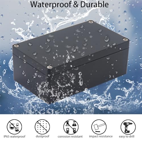 Project Box IP65 Waterproof Junction Box ABS Plastic Black Electrical Boxes DIY Electronic Project Case Power Enclosure 4.72x4.72x2.95 inch (120x120x75mm) - color: Black, size: 4.72"x4.72"x2.95"
