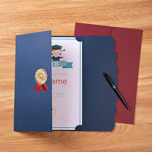 5Pcs Certificate Holders Diploma Covers A4 Letter Size Graduation Certificate Covers Navy Blue Red Diploma Document Holders for Diplomas Awards Certifications Employee Appreciation 8.5 x 11 - color: Blue