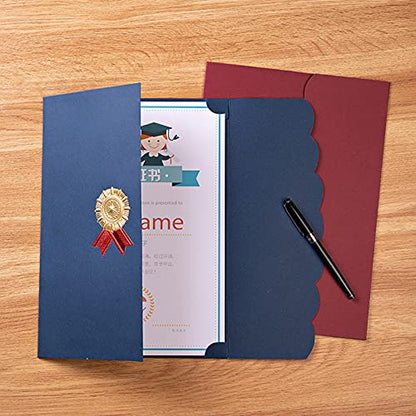 5Pcs Certificate Holders Diploma Covers A4 Letter Size Graduation Certificate Covers Navy Blue Red Diploma Document Holders for Diplomas Awards Certifications Employee Appreciation 8.5 x 11 - color: Blue
