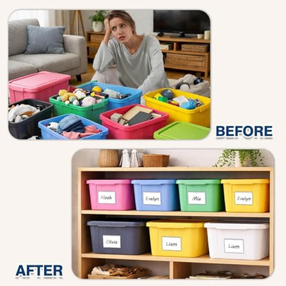 H4D 48 Pack labels for Storage Bins, 3" x 5" Plastic Clear Adhesive Pockets - size: 3" x 5", style: 48 Pack