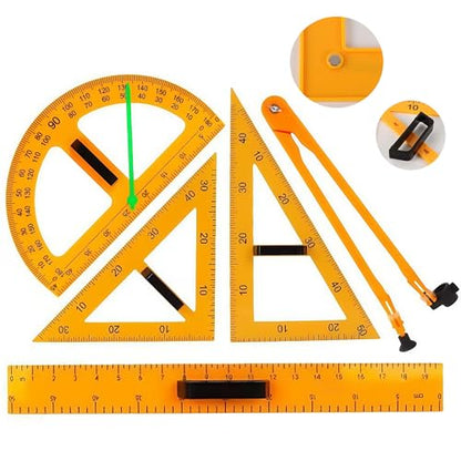 Magnetic Geometry Math Ruler Set for Classroom, Large Protractor, Triangle & Measuring Rulers, Magnetic Blackboard Tools for Teachers & Students Enhances Math Learning, 5pc - size: 5pc