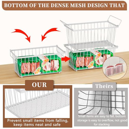 Enhanced Leak-Proof Bottom, Freezer Organizer Bins for 7 Cu.Ft,6 Pack - color: White 6 Pack
