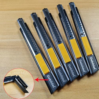 Gebildet 5pcs Right and Left Hand Self-Lock Cutter /9mm Snap Off Blades /60 Blade /Utility Knife /Graphic Knife (Black Holder) - color: Black