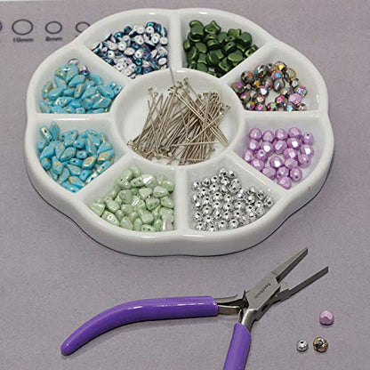 The Beadsmith Ceramic Mixing Palette, Sunflower Design Bead Tray, Arts & Crafts Accessories Organizer, 5.5' x 5.5' x .5', 9 Compartments (4 Palettes)