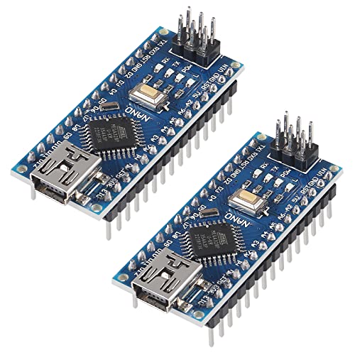 2-Pack Nano Board, D-FLIFE for Nano V3.0 ATmega328P CH-340 Development Board Without Cable Mini USB Port with PIN Headers Pin Unsoldered (Welding) - color: welding