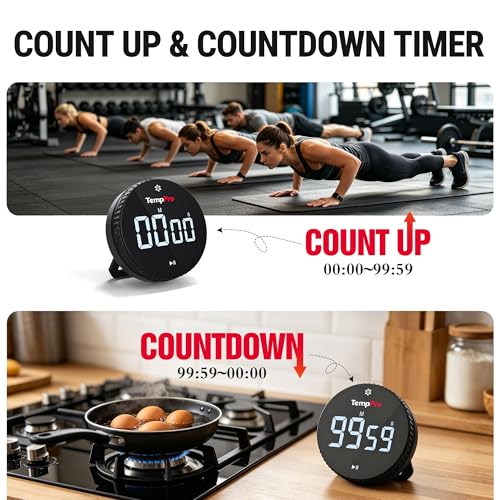 TempPro Magnetic Kitchen Timers for Cooking, Digital Timer for Kids Teacher - size: Digital Timer with Knob