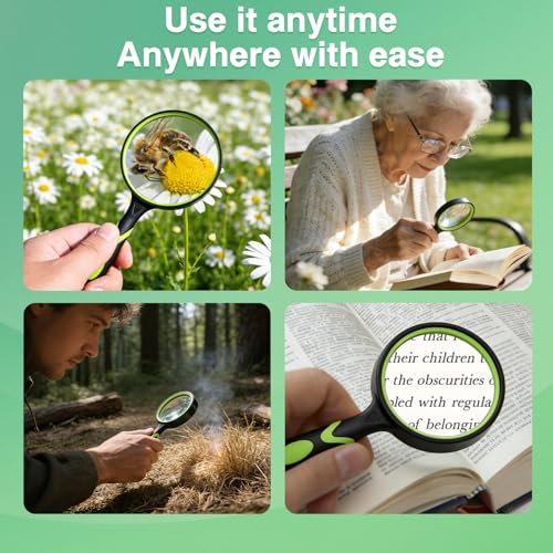 10X Handheld Reading Magnifying Glass, 2-Pack Set