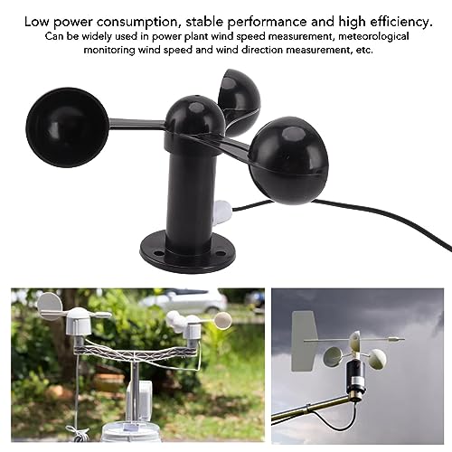 Bordstract Wind Speed Detector, Accuracy Three Cups Waterproof Cable Wind Measurement Anemometer Sensor Replacement for Outdoor Use 0‑3.8v