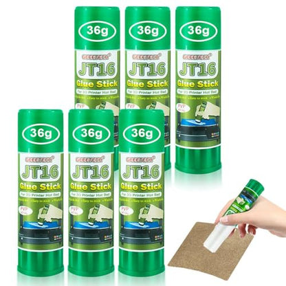 3D Printer Glue Sticks, 36 Grams Each PVP Solid Glue Sticks for Hot Bed Plate, Washable, Non-Toxic, Reduce Warping for PLA, ABS, PETG, Hips, TPU Filament on PEI, Glass, Aluminum, Buildtak Board, 6Pcs - size: 6 PCS