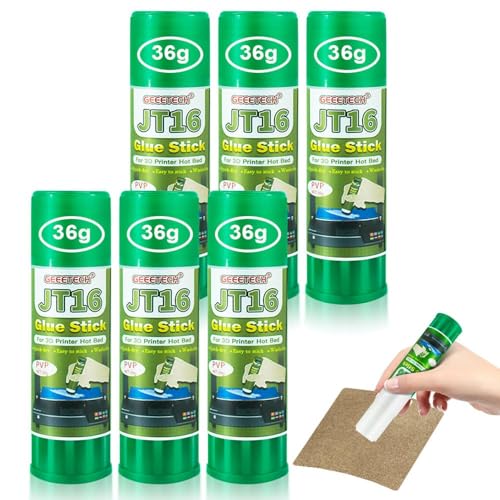 3D Printer Glue Sticks, 36 Grams Each PVP Solid Glue Sticks for Hot Bed Plate, Washable, Non-Toxic, Reduce Warping for PLA, ABS, PETG, Hips, TPU Filament on PEI, Glass, Aluminum, Buildtak Board, 6Pcs - size: 6 PCS