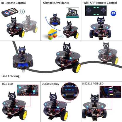 Adeept Smart Car Kit Compatible with Arduino IDE, STEM Educational Robotics - color: Black