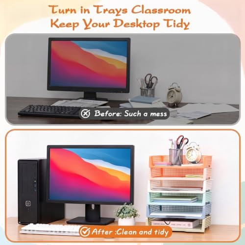 Teenyyou Set of 12 Colorful Classroom Turn in Trays Stackable, Boho - color: Boho