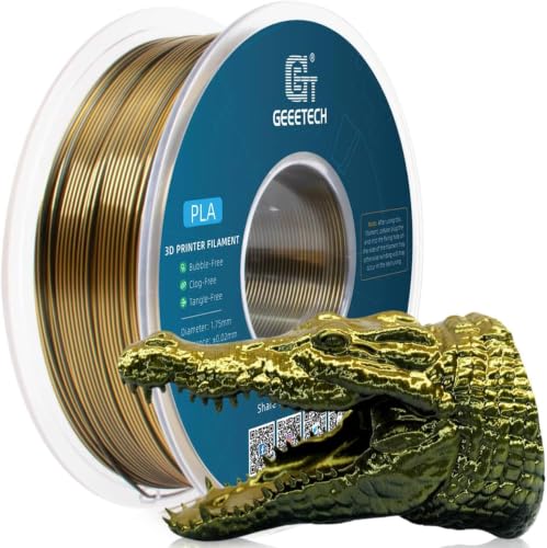 Geeetech Silk PLA Filament 1.75mm Silk Dual Color Filament, Coextrusion Dichromatic Metal-Like Shiny Consumable 1kg (2.2lbs) 1 Spool, Dimensional Accuracy +/- 0.02 mm, Gold Black - color: 1kg Dual Color Gold-black