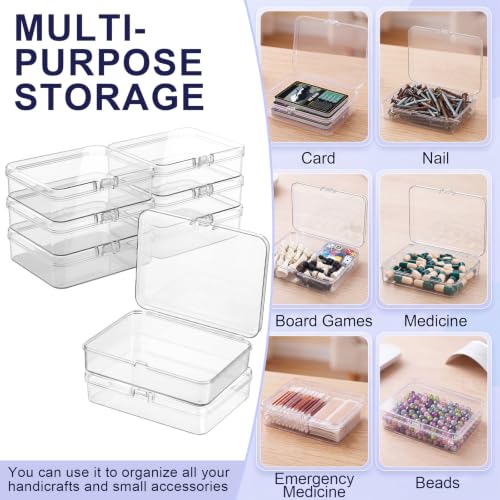 SATINIOR 8 Pcs Small Clear Plastic Container Box, 4.4×3.3×1.2in - size: 4.4×3.3×1.2in