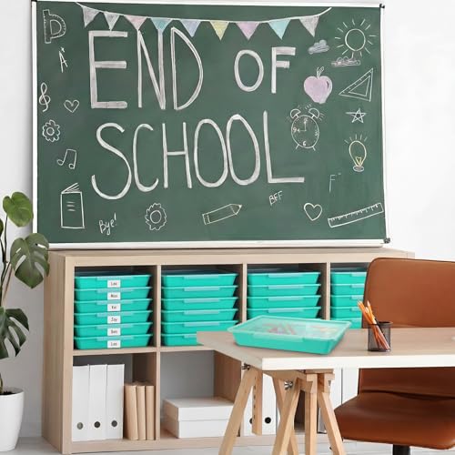 Tinlade 12 Pcs Classroom Paper Storage Bins with Lids, Teal, 13x10in - color: Teal