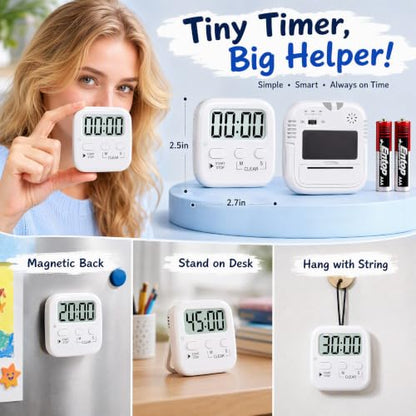 Antonki 2 Pack Digital Timer for Kids Classroom Kitchen Timers for Cooking - color: Pure White ( 2 Pcs )