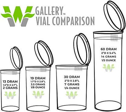 W Gallery 50 Black Vials - 19 Dram Pop Top Bottles, Child Resistant - color: Black