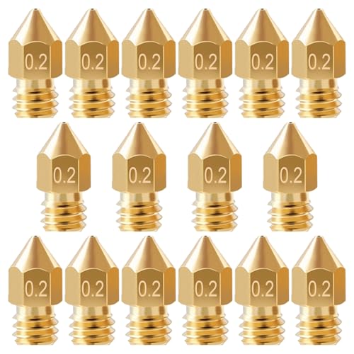 16Pcs 3D Printer Nozzles 0.2mm, Ender 3 Nozzle 0.2mm MK8 Extruder Nozzles Compatible for Creality Ender 3 /Ender 3 Pro/Ender 3 v2, Ender 5 Pro/Ender 5, CR-10/10S, Makerbot, Anet A8 3D Printer, - style: 16Pcs Ender 3 Nozzle 0.2mm