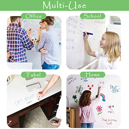 ZHIDIAN Magnetic Whiteboard Sticker for Wall/Door, 4 x 66 ft Large Self Adhesive White Board Wallpaper, Whiteboard Contact Paper, Large Dry Erase Sheet/Film/Roll for Office/Home/School - size: 78"W x 48"H