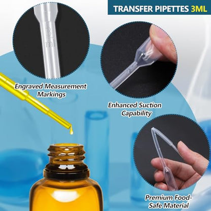 120Pcs Plastic Transfer Pipettes 3ml Dropper for Oil - size: 3ml