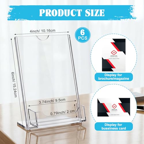 6 Pcs Acrylic Sign Holder Business Card Holder, 4 x 6 Inch, Top Insert - color: Top Insert, size: 4 x 6 Inch