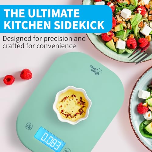 Smart Weigh Mint Green Kitchen Scale, 11 lb x 1g, Tare & Backlit Display - color: Green