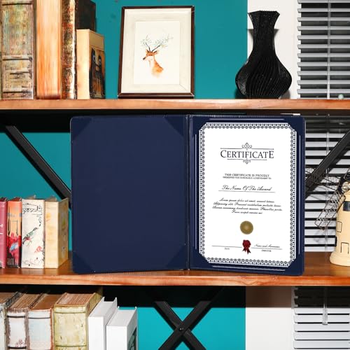Tenare PU Leather Certificate Cover Diploma Folder Holder - color: Blue