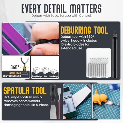 64 Pcs 3D Printing Tool Kit - 3D Printer Accessories with 3D Printer Nozzle Cleaning Needle kit - 3D Printer Scraper - Micro Cutter - Deburring Tool - Knife Set - Flat File and Brushes - Portable Case - color: 64PCS