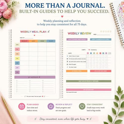 PGJ 75 Soft Challenge Journal for Women, 75 Day Habit Tracker&Planner