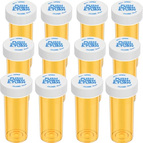 Empty Plastic Medicine Pill Bottles with Child Resistant Caps (12 Pack), 13 Dram Small Prescription Vial Medicine Containers Travel Pill Bottles Clear Pill Case Organizers - size: 13 Dram (12 Pack)