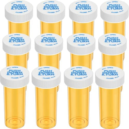 Empty Plastic Medicine Pill Bottles with Child Resistant Caps (12 Pack), 13 Dram Small Prescription Vial Medicine Containers Travel Pill Bottles Clear Pill Case Organizers - size: 13 Dram (12 Pack)