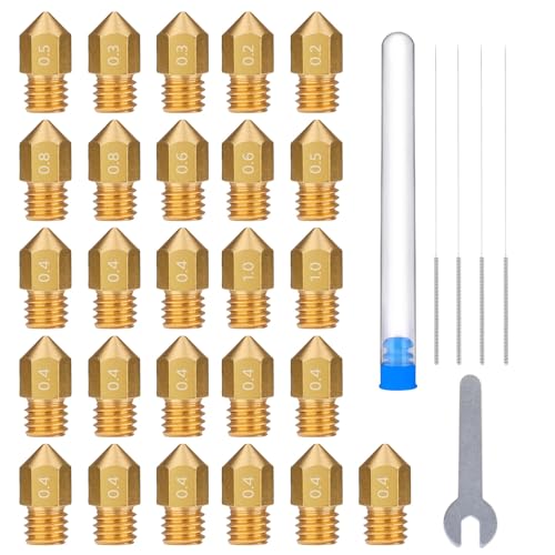 ELEGOO 26pcs Multi Size MK8 Nozzles for Neptune 3/3 Pro/3 Plus/3 Max - style: Brass Multi Sizes