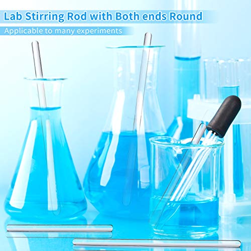 Patelai 20 Pcs Glass Stirring Rods Stir Stick with Both Ends Round for Lab