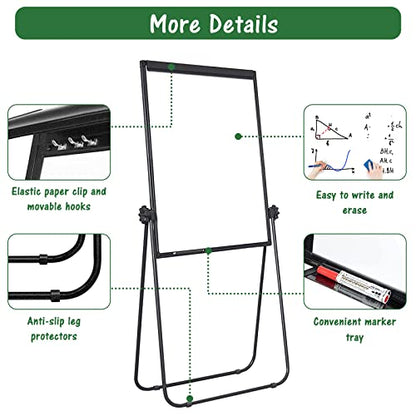 Easel Whiteboard with Stand 40" x 28" Aluminum Frame (Black)