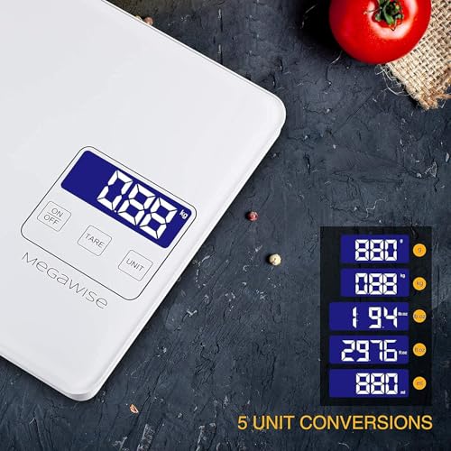 MegaWise Digital Kitchen Scale, 33lb/15kg Capacity, USB Rechargeable
