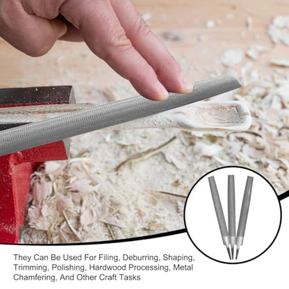 HARFINGTON 2pcs 8" Half Round Medium Cut File Double Cut Teeth Medium Metal File High Carbon Steel T12 without Handle for Metal Wood Tool Sharpener, Gray - size: 8"