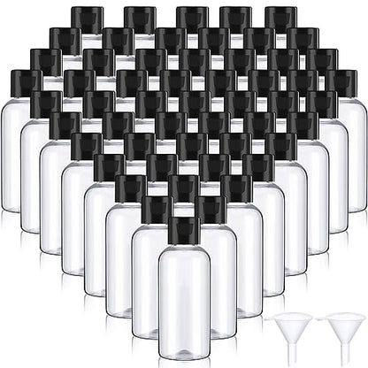 Mifoci 100 Pcs Small Plastic Bottles with Caps 2 oz Clear Empty Squeeze Bottle with Flip Cap Small Refillable Transparent Travel Dispenser Container for Shampoo Lotion Conditioner Liquid Soap