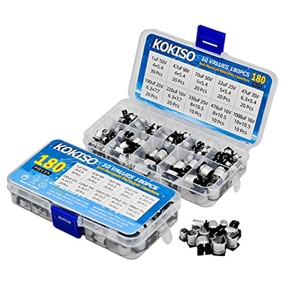 10 Values 180 Pcs SMD Aluminum Electrolytic Capacitors Kit