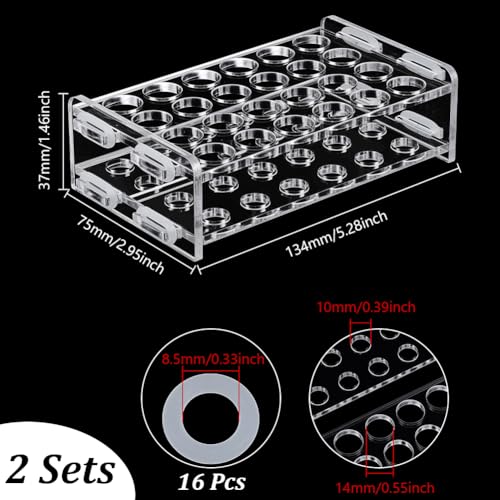 UNICRAFTALE 2 Set 24-Holes Acrylic Test Tubes Holder Rack Lab Supplies Rectangle Clear Tests Tube Rack Round Holes Tests Tube Holder for Test Tubes Chemistry Laboratory 5.27"x2.95"x1.45" - size: 13.4x7.5x3.8cm