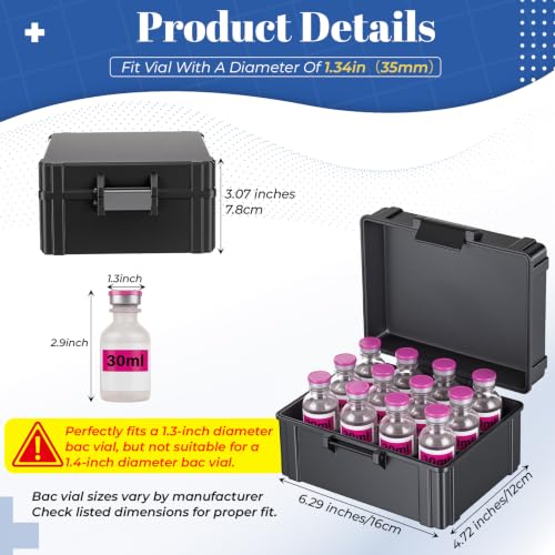 12 Slot 30ml Bac Water Vial Case, Case Only, Black - color: Black, size: 6x5 Inch