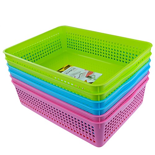 Anbers Plastic Rectangle Storage Baskets, Desktop Organizing Tray, Set of 6