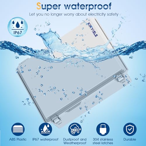 Waterproof Outdoor Project ABS Plastic Junction Box IP67 Weatherproof Dustproof Enclosure with Hinged Cover, Mounting Plate,Wall Brackets for Power Project (Grey,13.8"x9.8"x5.9") - color: Grey Cover, size: 13.8"x9.8"x5.9"