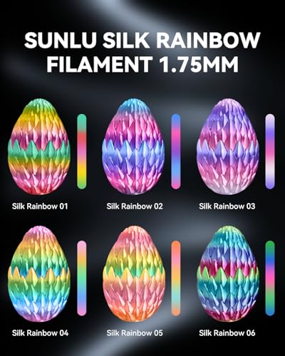 SUNLU Silk Rainbow PLA Filament, Multicolor Silk 3D Printer Filament 1.75mm +/- 0.02mm, Fast Color Change Each 8 Meters, 330 Meters, 1kg/2.2lbs, Silk Rainbow 05(Pale Green-Orange-Light Pink-Yellow) - color: Silk Rainbow 05