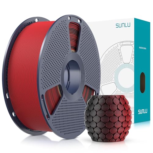 SUNLU Dual Color Matte PLA Filament 1.75mm, Black and Red - color: Dual Black Red, size: 1KG