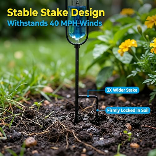Rain Gauge Outdoor easy read: large number readable from 10 feet